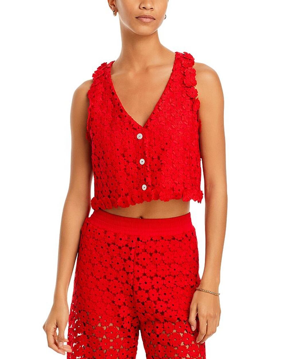 Waimari Floral Lace Red Christie Vest Size XS